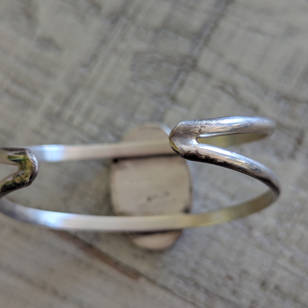 Sold Vintage Native American Zuni Guardian Blue Jay Inlaid Bracelet - Picture 5 of 9